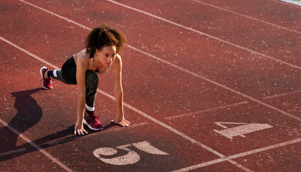 Woman on running track